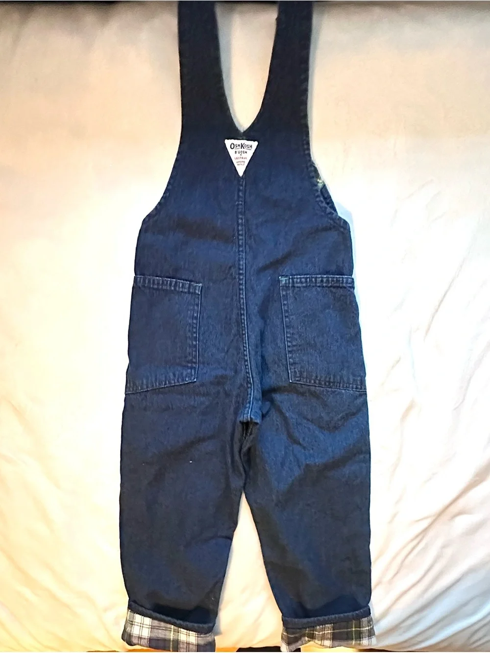 Vintage 90s OshKosh B'Gosh Denim & Plaid Bib Vestbak Overalls Kids 6 Jumper USA